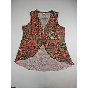 PARSLEY & SAGE  Women's Vest  Size XL  Colorful Multi Pattern Boho Sleeveless